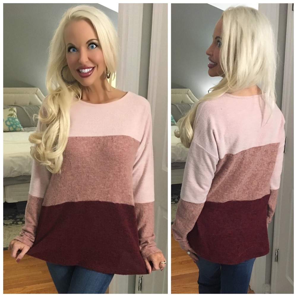 ❤️ LAST 1! Fuzzy, Flannel Color Bock Top - Picture 2 of 6